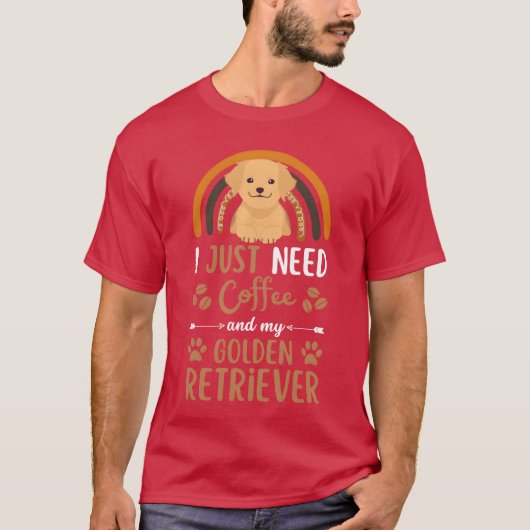 Süßer Golden Retriever Kaffee Hund Cafe kawaii ret T-Shirt (Vorderseite)