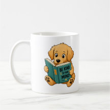 Süßer Golden Retriever liest ein Buch auf einer Ta