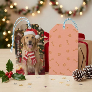 Süßer Golden Retriever mit Weihnachtsmannmütze - F Geschenkanhänger
