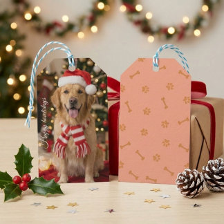 Süßer Golden Retriever mit Weihnachtsmannmütze - F Geschenkanhänger