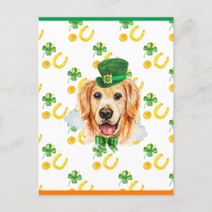 Süßer Golden Retriever Shamrock St. Patricks Tag Feiertagspostkarte