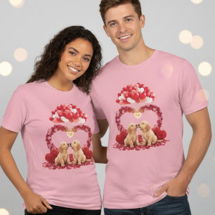 Süßer Golden Retriever Valentinstag Liebe Welpen Tri-Blend Shirt