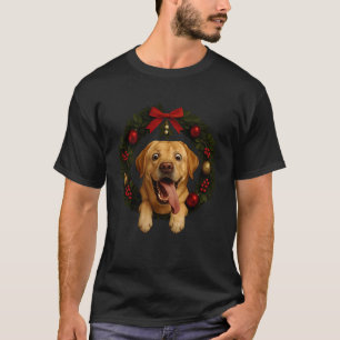Süßer Golden Retriever Weihnachts Kranz Festlich A T-Shirt