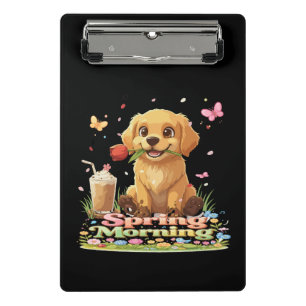 Süßer Golden Retriever Welpe Frühlingsmorgen Mini Klemmbrett