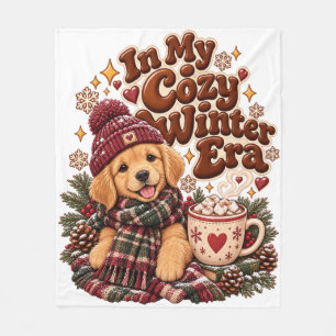 Süßer Golden Retriever Welpe Gemütliche Winterzeit Fleecedecke