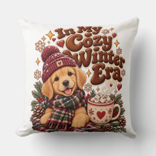 Süßer Golden Retriever Welpe Gemütliche Winterzeit Kissen