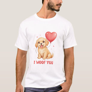 Süßer Golden Retriever Welpe I Woof You Valentine T-Shirt
