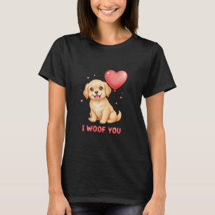 Süßer Golden Retriever Welpe I Woof You Valentinst T-Shirt