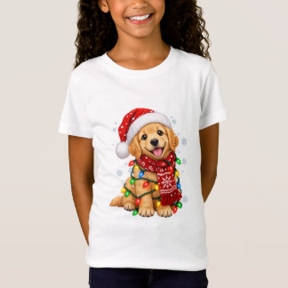 Süßer Golden Retriever Welpe Weihnachtslichter San T-Shirt