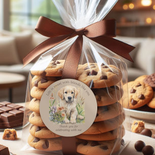 Süßer Golden Retriever Welpen Cookie Candy  Runder Aufkleber