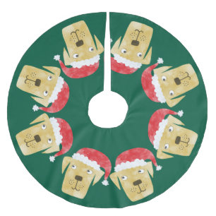 Süßer goldener Labrador Retriever Hund mit Weihnac Polyester Weihnachtsbaumdecke
