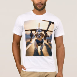 Süßer goldener Welpe läuft auf der Straße Kunst T-Shirt