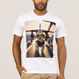 Süßer goldener Welpe läuft auf der Straße Kunst T-Shirt