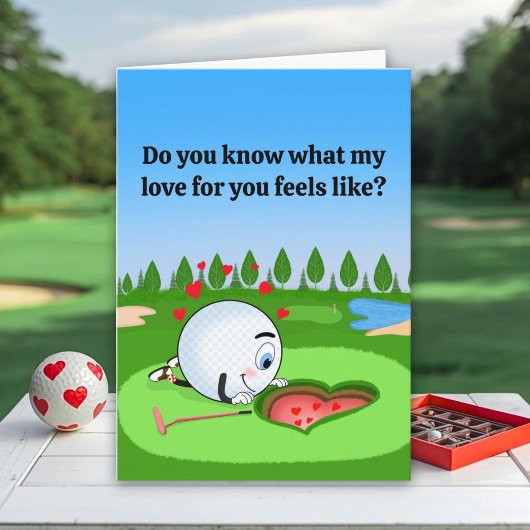 Süßer Golfball zum Valentinstag Karte