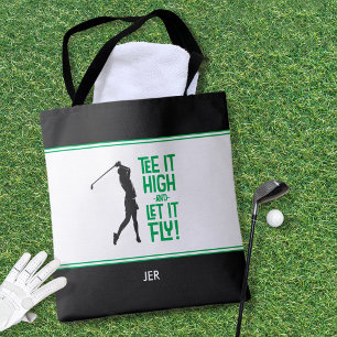 Süßer Golfer Golf Humor Lustig Modern Schwarz Weiß Tasche