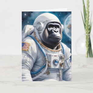 Süßer Gorilla im Astronautenanzug im Weltraum Karte