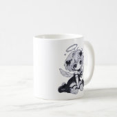 Süßer gothischer Engel Fee Chibi Schwarz & Weiß An Kaffeetasse (VorderseiteRechts)