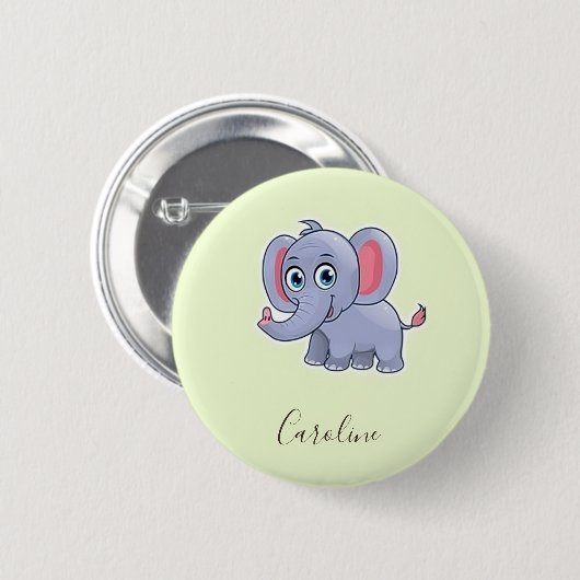 Süßer grauer Elefant grün Button (Vorne & Hinten)