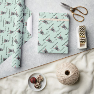 Süßer grauer Froher Geburtstag benutzerdefinierter Geschenkpapier