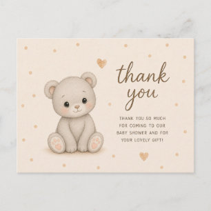Süßer grauer Teddybär Baby Shower Dankeschön Postkarte