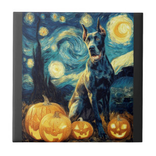 Süßer Great Dane Hund Halloween Jack O Lantern Kür Fliese