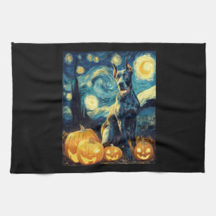 Süßer Great Dane Hund Halloween Jack O Lantern Kür Geschirrtuch