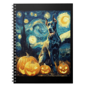 Süßer Great Dane Hund Halloween Jack O Lantern Kür Notizblock