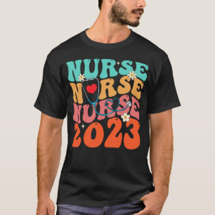 Süßer Groovy Stethoskop Krankenschwester Leben Pfl T-Shirt