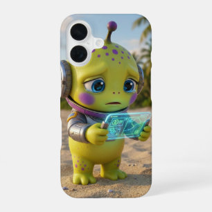 Süßer grüner Alien-Strand-Telefonhülle-Schale iPhone 16 Hülle