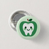 Süßer grüner Apfel-Zahn-Charakter Button (Vorne & Hinten)