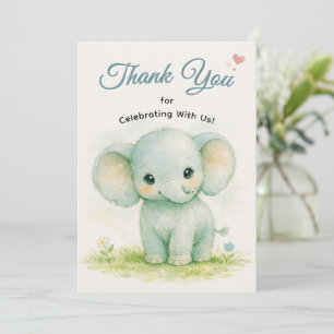 Süßer grüner Baby-Elefant Safari Dankeskarte