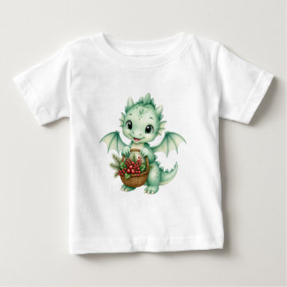 Süßer grüner Babydrache mit Beerkorb für Kinder Baby T-shirt