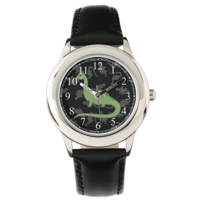 Süßer grüner Dinosaurier Armbanduhr (Vorderseite)