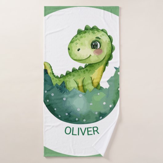 Süßer grüner Dinosaurier, benutzerdefinierte Wasse Badehandtuch (Badehandtuch)