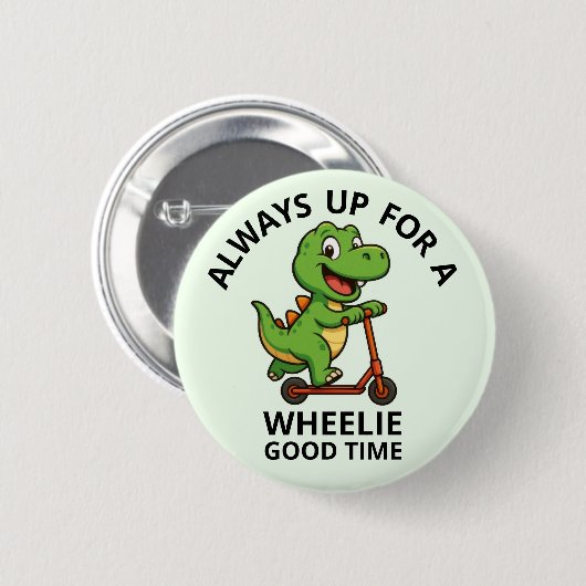 Süßer grüner Dinosaurier Button (Vorne & Hinten)