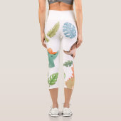 Süßer grüner Dinosaurier Capri Leggings (Rückseite)
