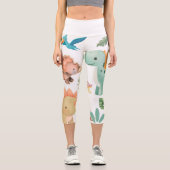 Süßer grüner Dinosaurier Capri Leggings (Vorderseite)