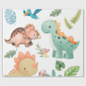 Süßer grüner Dinosaurier Geschenkpapier (Flach)