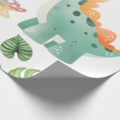 Süßer grüner Dinosaurier Geschenkpapier (Ecke)