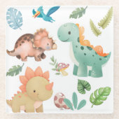 Süßer grüner Dinosaurier Glasuntersetzer (Vorderseite)