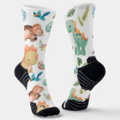 Süßer grüner Dinosaurier Socken (Gewinkelt)