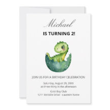Süßer grüner Dinosaurier zum 2. Geburtstag