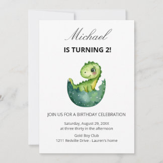 Süßer grüner Dinosaurier zum 2. Geburtstag Einladung