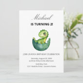 Süßer grüner Dinosaurier zum 2. Geburtstag Einladung (Stehend Vorderseite)