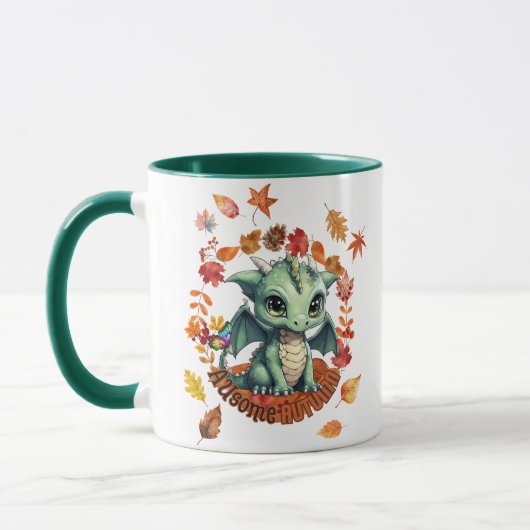 Süßer grüner Drache „Autismus großartiger Herbst“ Tasse (Links)