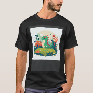Süßer grüner Drache in einem Gartenwald T-Shirt