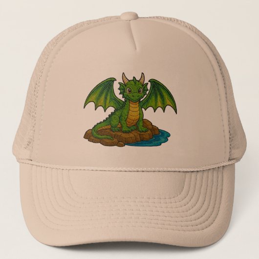 Süßer grüner Drache Truckerkappe (Vorderseite)