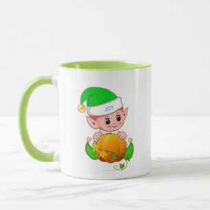Süßer grüner Elf mit Kürbis Tasse