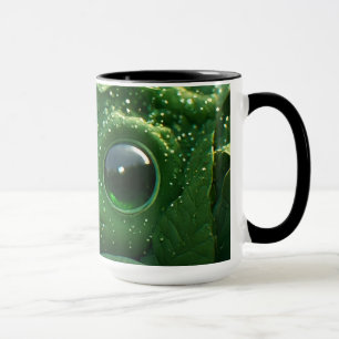 Süßer Grüner Frosch Dewy Blätter Whimsical Woodlan Tasse