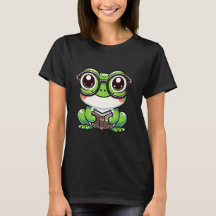 Süßer grüner Frosch liest Buch Amine Leser Liebhab T-Shirt